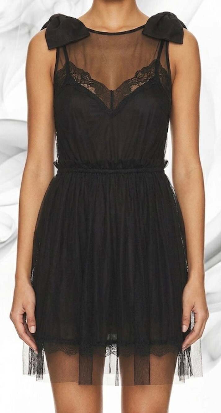 Rodarte Black Tulle & Lace Mini Dress